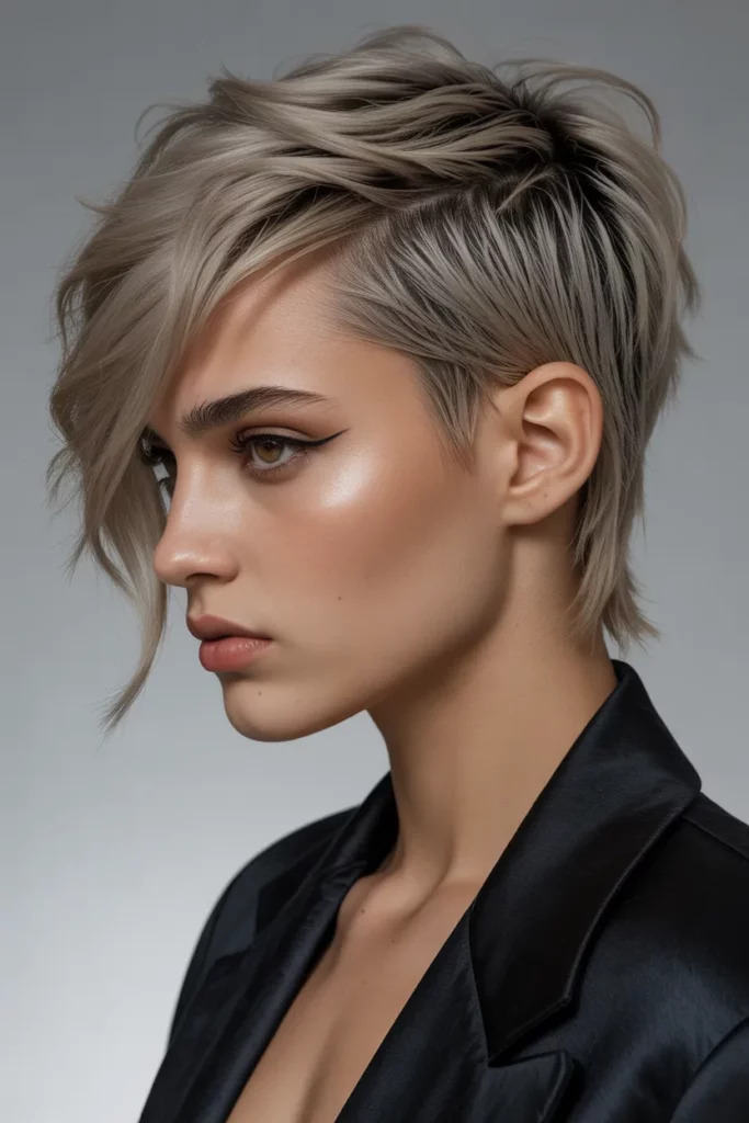 Asymmetrical Short Wolf Cut With Curtain Bangs