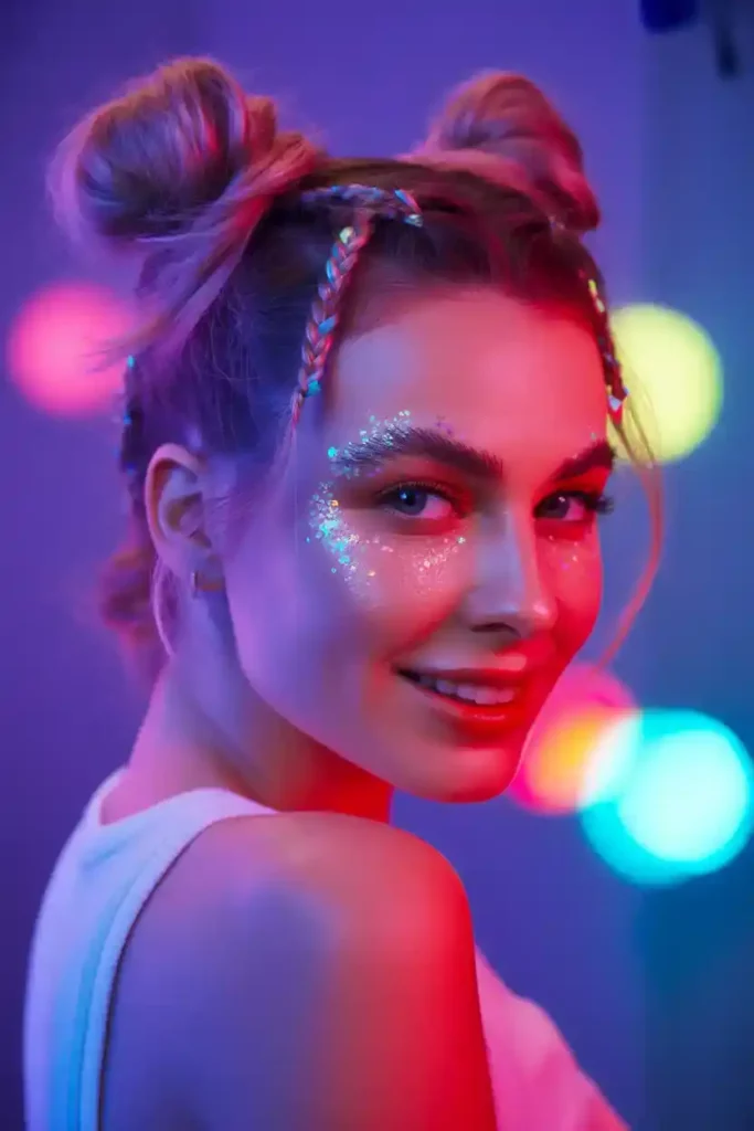 Baby Braids With Space Buns