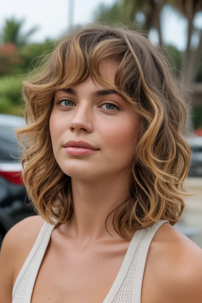 Beachy Wavy Wolf Cut With Bangs
