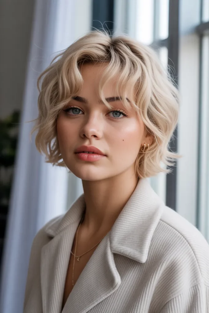 Blonde Short Wolf Cut With Curtain Bangs