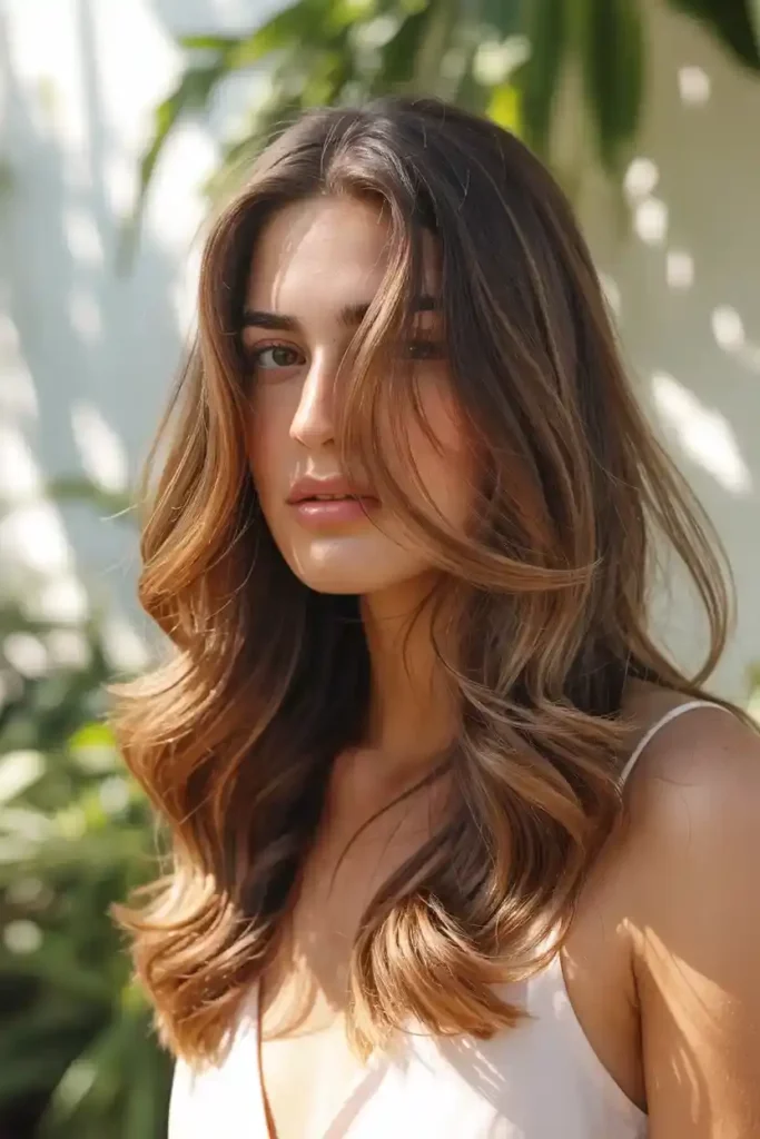 Caramel Highlights on Brunette Hair