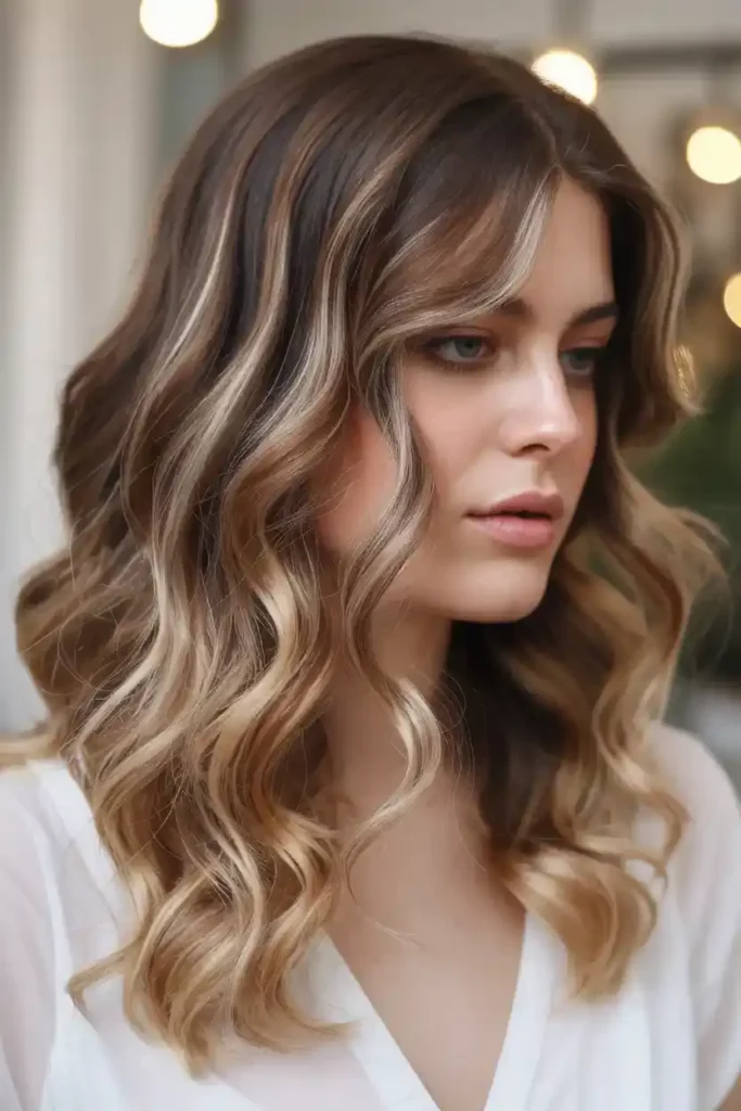 Caramel Highlights with Blonde Tips