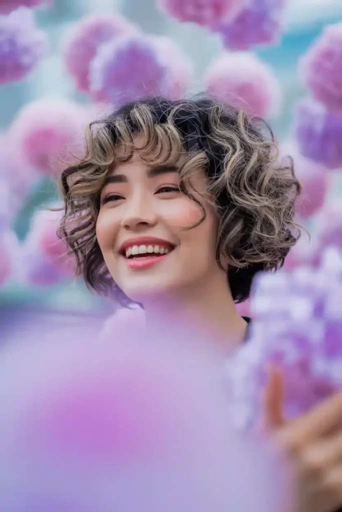 Curly Bob with Side Bangs