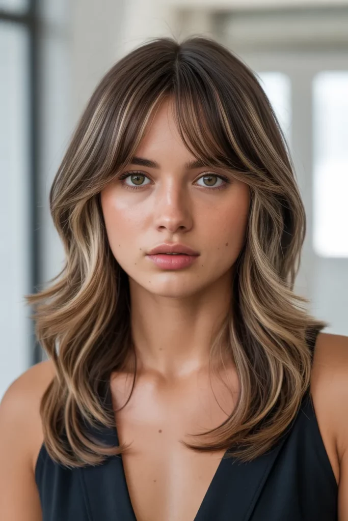 Face-Framing Long Wolf Cut With Curtain Bangs