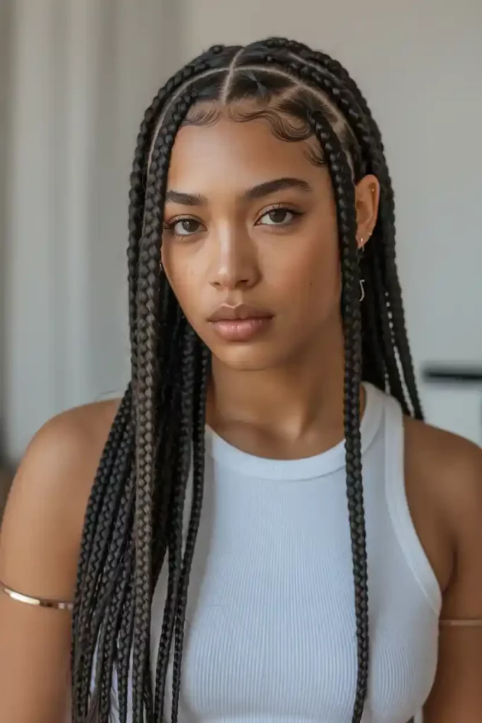 Fulani Braids with Center Part
