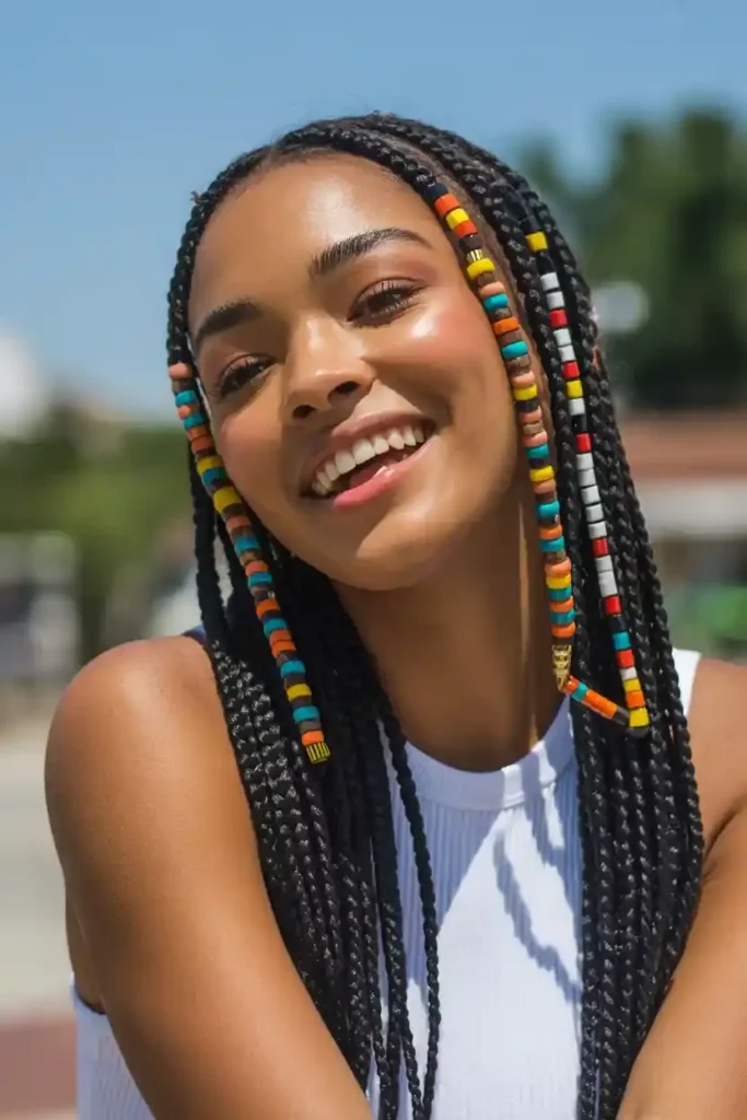 Fulani Braids with Colorful Beads