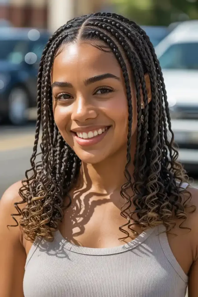 Fulani Braids with Curly Ends