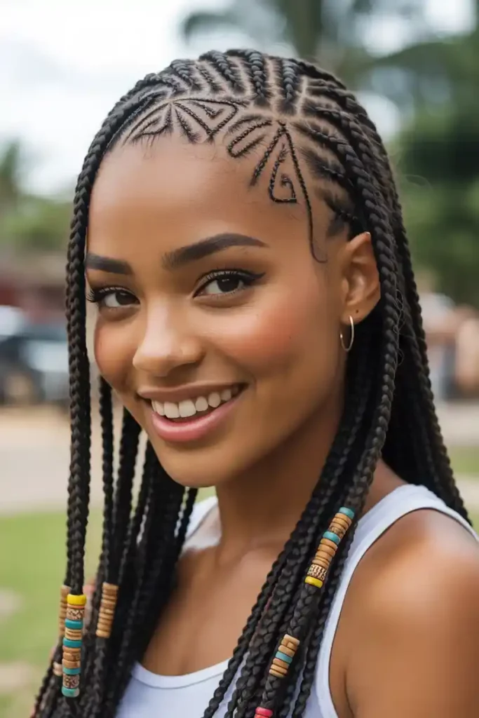 Fulani Braids with Heart Design