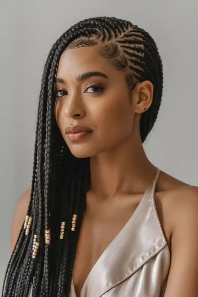 Fulani Braids with Side Part