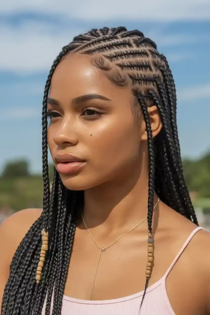 Fulani Braids with Zigzag Parts