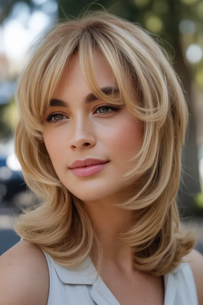 Golden Blonde Wolf Cut With Face-Framing Bangs