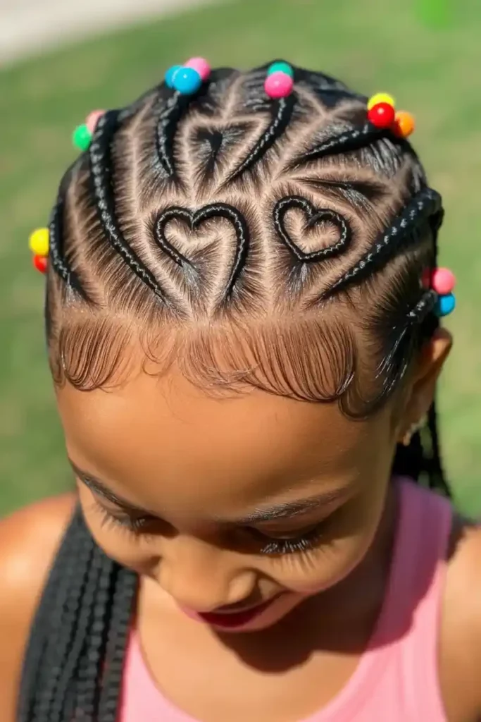 Heart-Shaped Swirl Cornrows