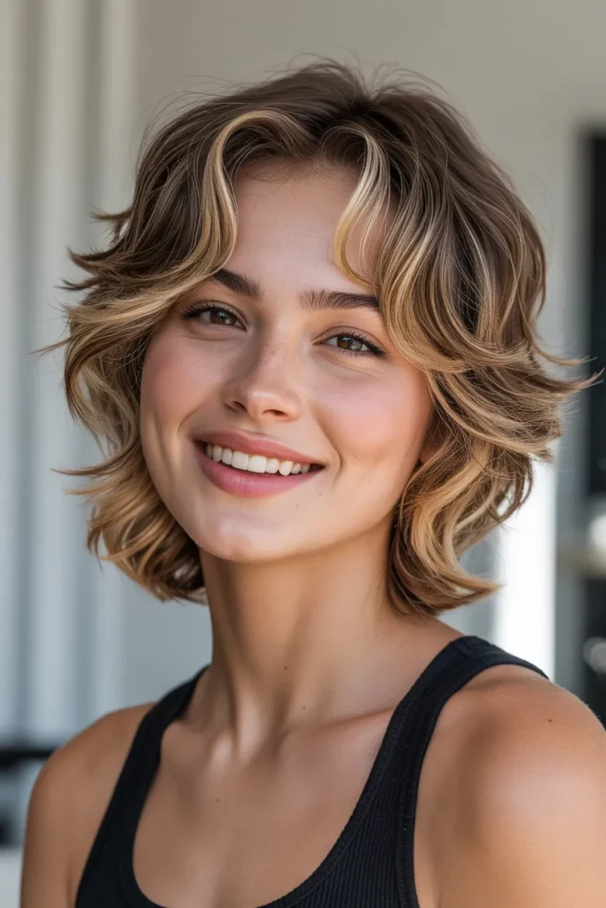 Highlighted Short Wolf Cut With Curtain Bangs