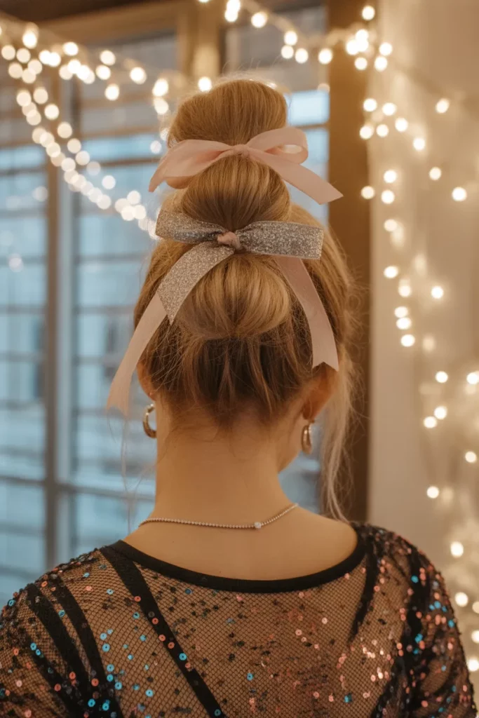 Holiday-Inspired Bubble Ponytail