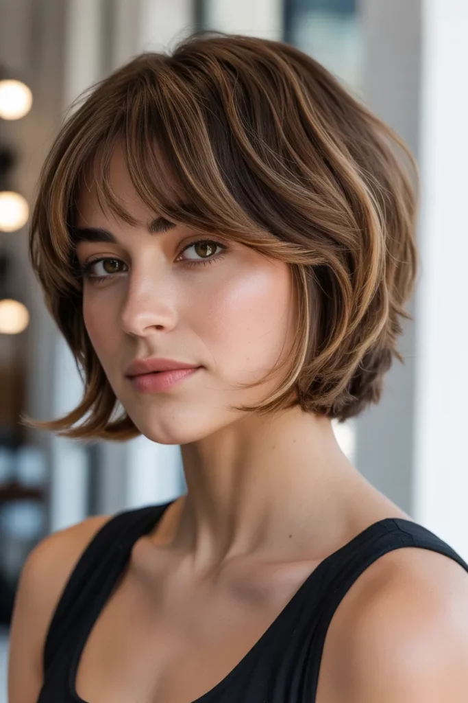 Layered Bob Wolf Cut With Curtain Bangs