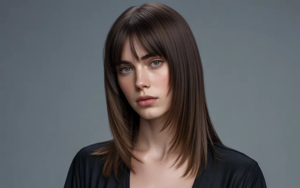 Long Wolf Cuts With Curtain Bangs