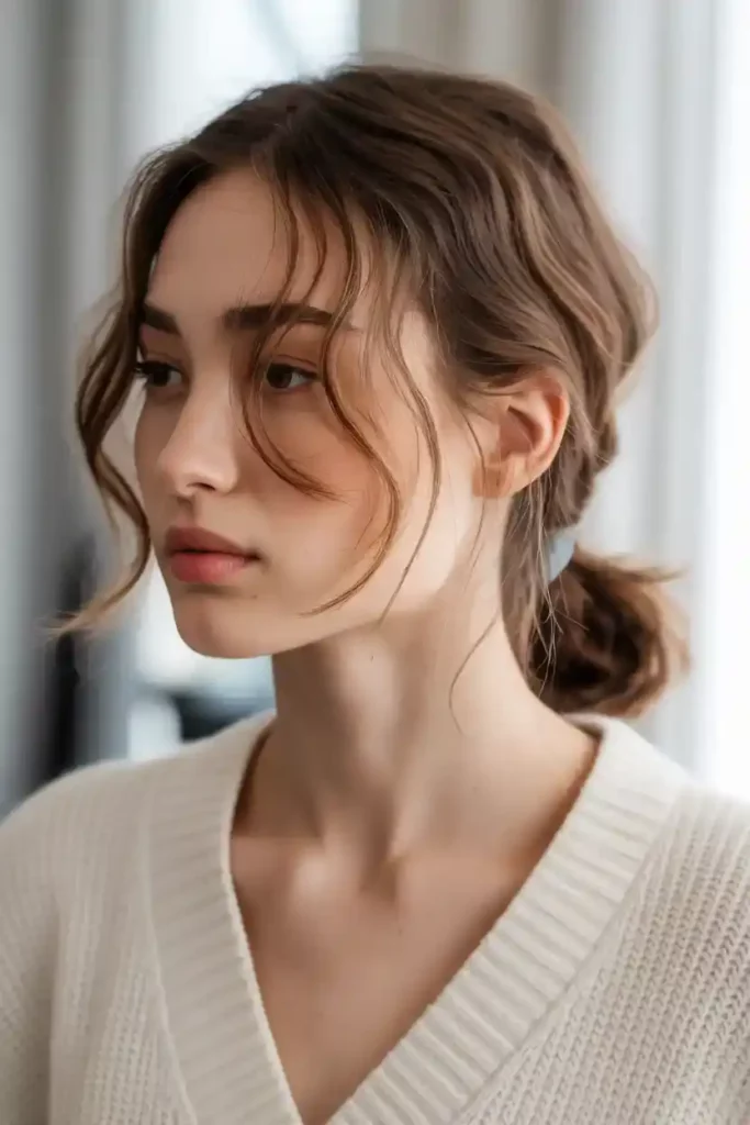 Loose Ponytail with Face-Framing Strands