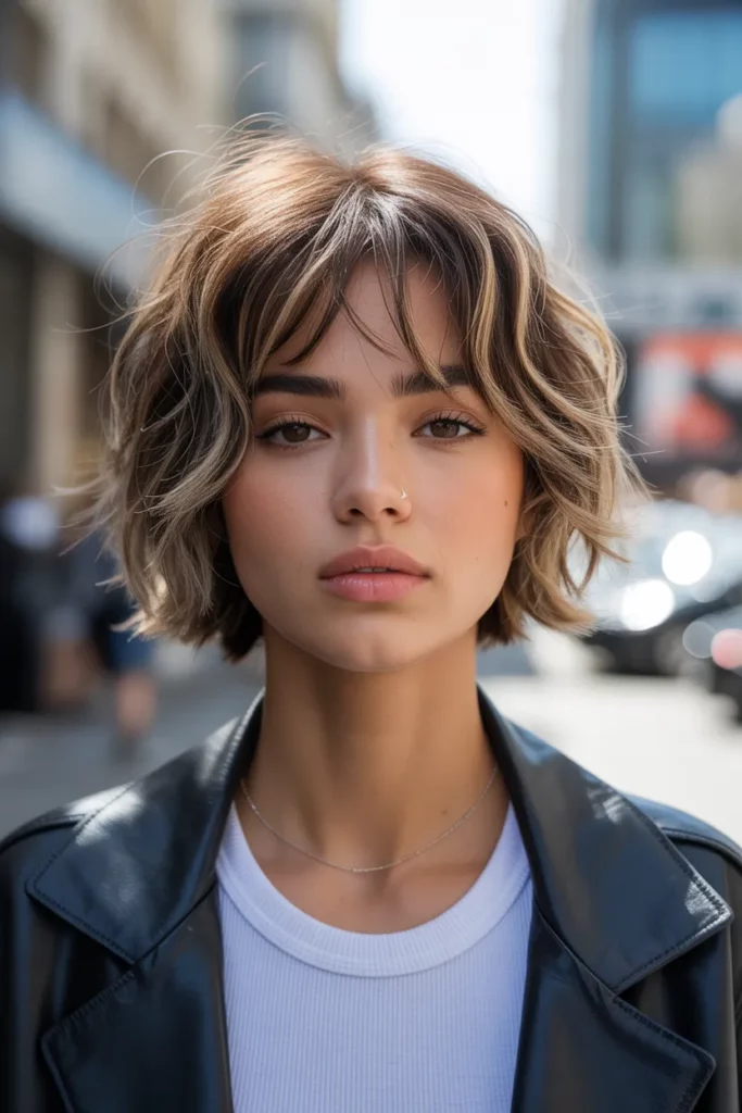 Messy Short Wolf Cut With Curtain Bangs