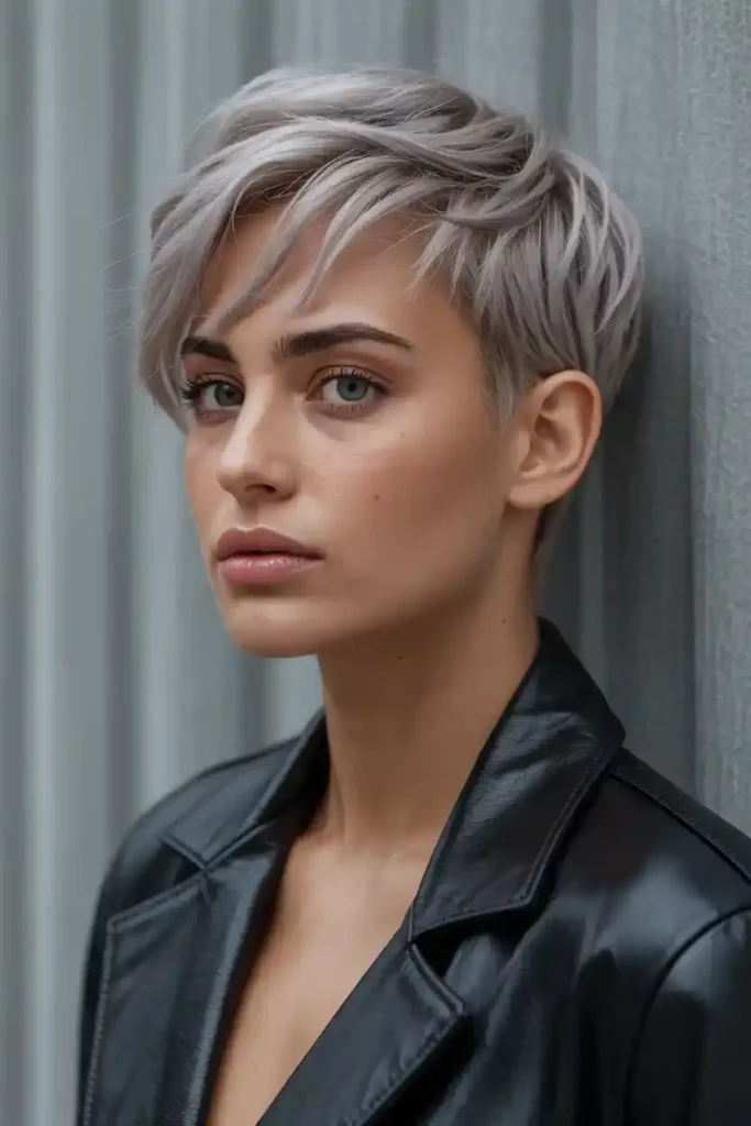 Platinum Silver Pixie Cut