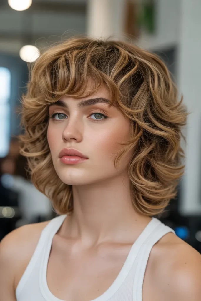 Shaggy Wolf Cut With Bangs And Curls