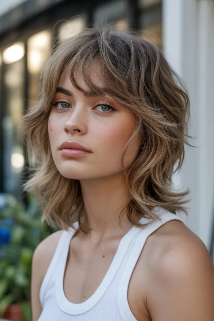 Shaggy Wolf Cut With Feathered Bangs