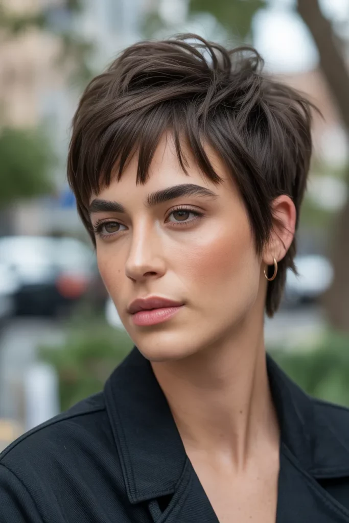 Short Edgy Wolf Cut With Curtain Bangs