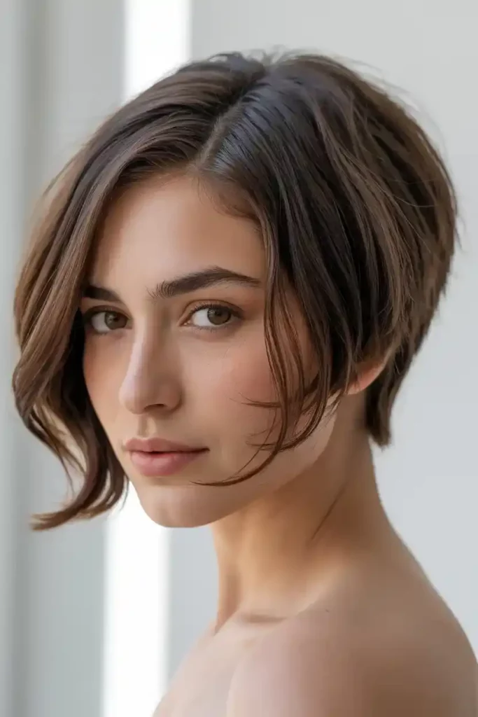 Side-Parted Butterfly Cut Short Hair