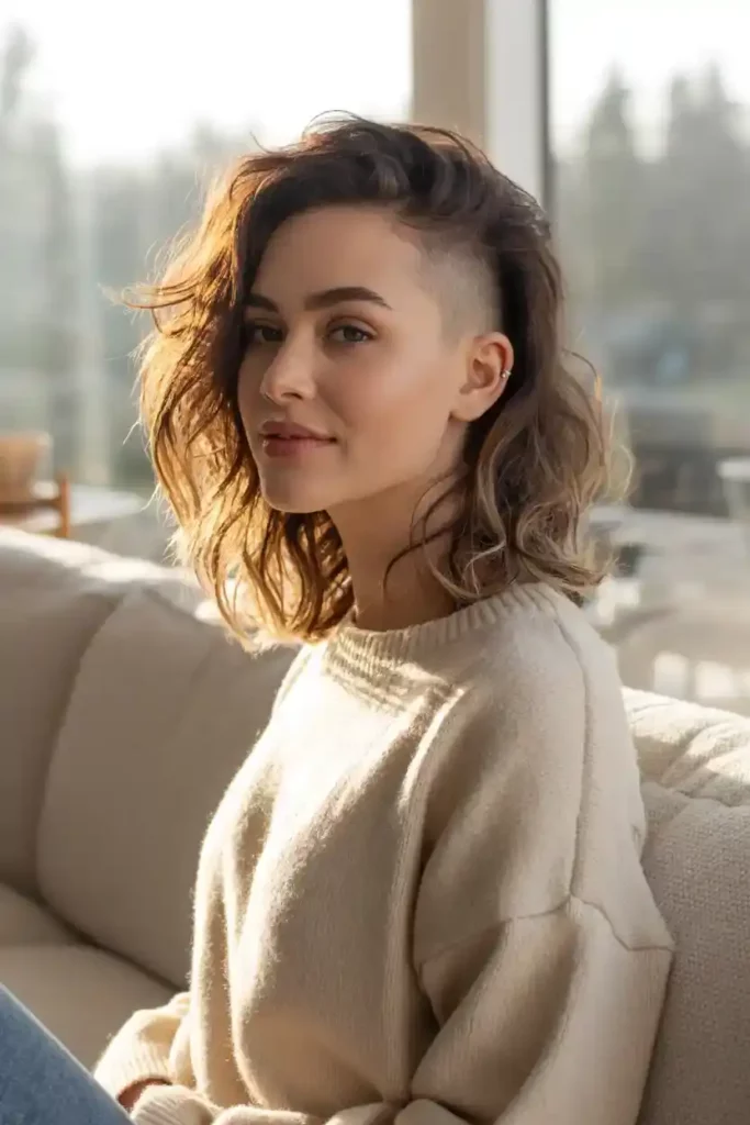 Side Shave with Messy Waves