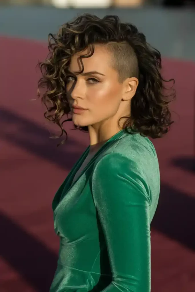 Side Shave with Voluminous Curls