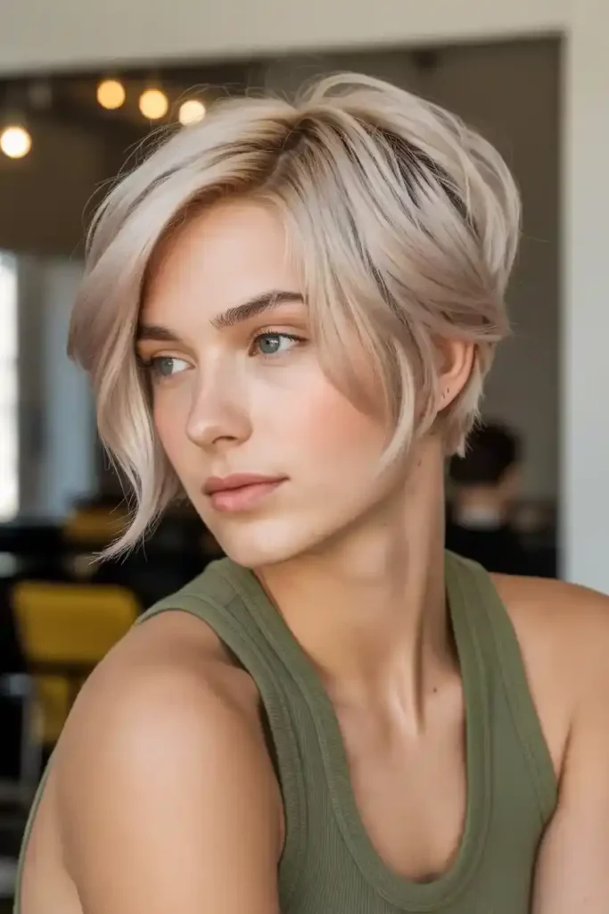 Side-Swept Butterfly Cut Short Hair