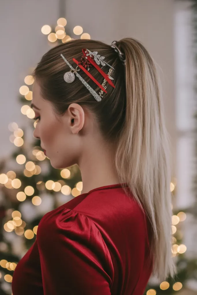 Sleek High Ponytail With Sparkling Accessories