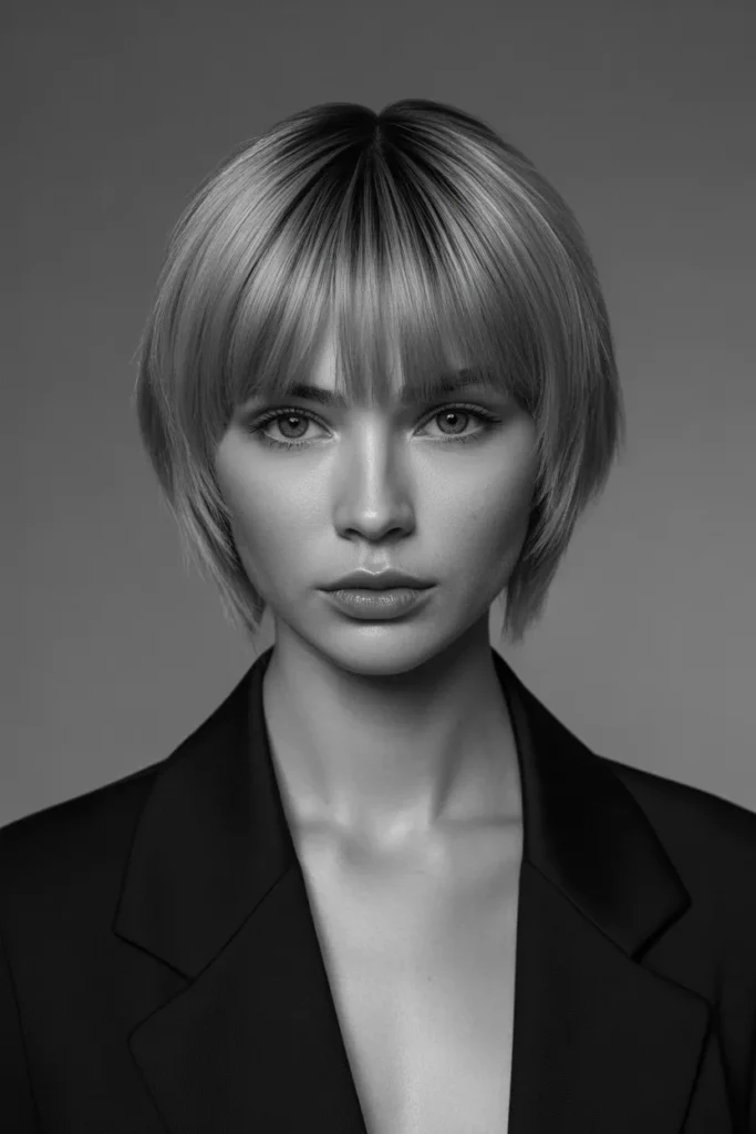 Sleek Short Wolf Cut With Curtain Bangs