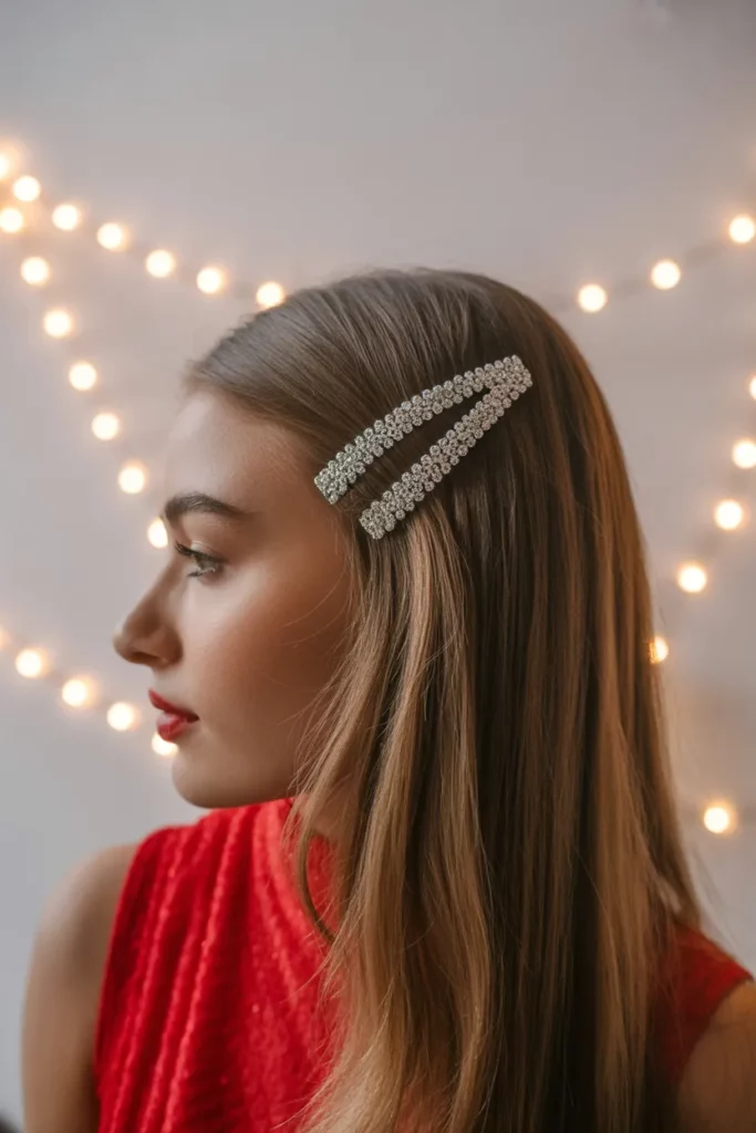 Sleek Straight Hair With Statement Clip