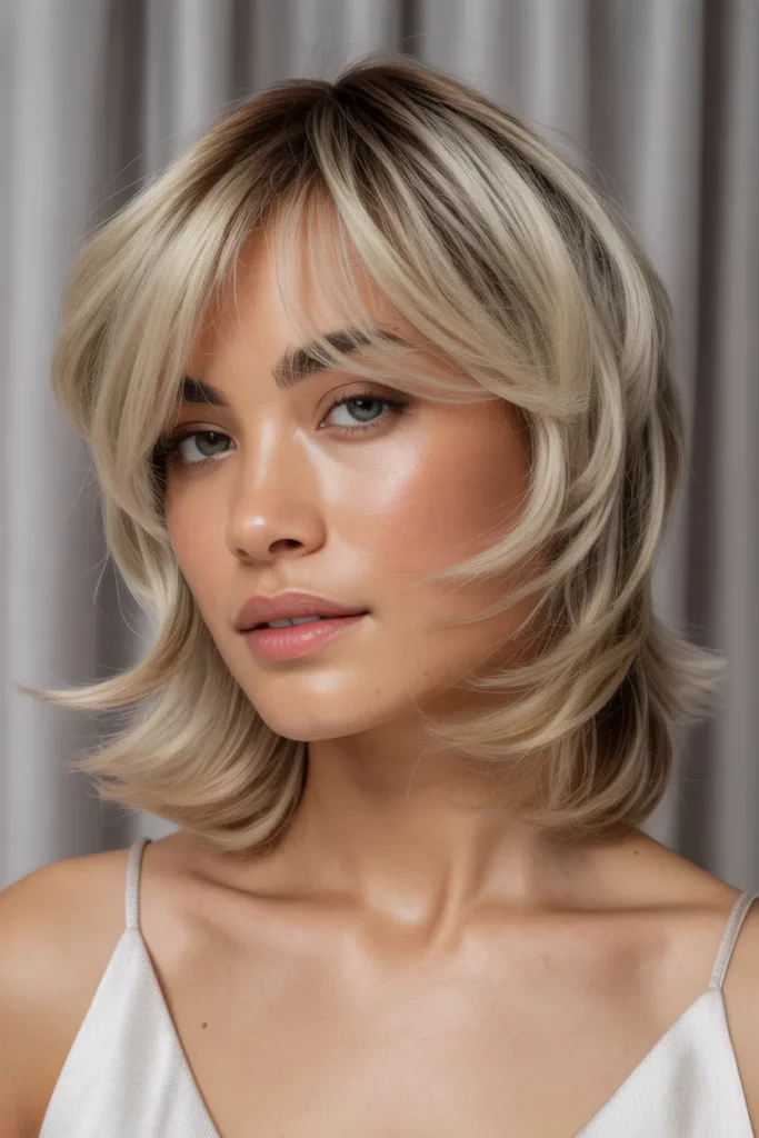 Soft Blonde Wolf Cut With Curtain Fringe