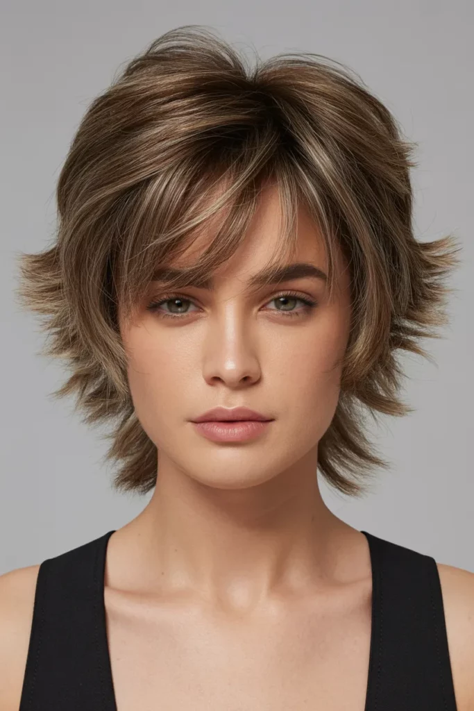 Textured Shaggy Wolf Cut With Bangs