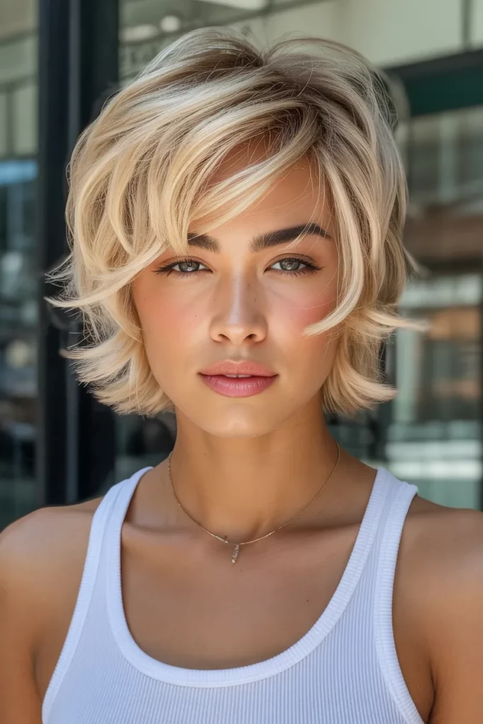 Tousled Blonde Wolf Cut With Soft Layers