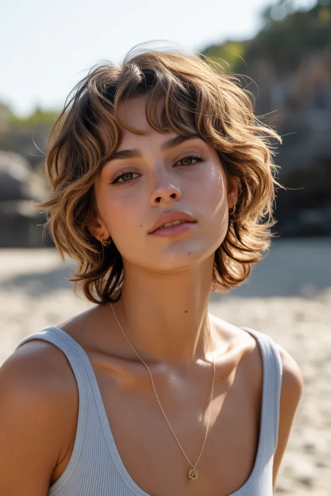 Tousled Short Wolf Cut With Curtain Bangs