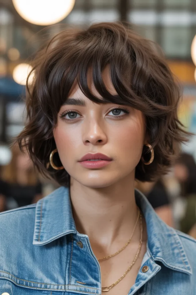 Tousled Wolf Cut With Curtain Bangs