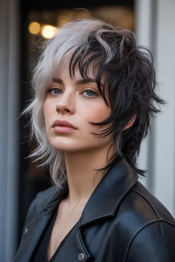 Two-Tone Shaggy Wolf Cut With Bangs