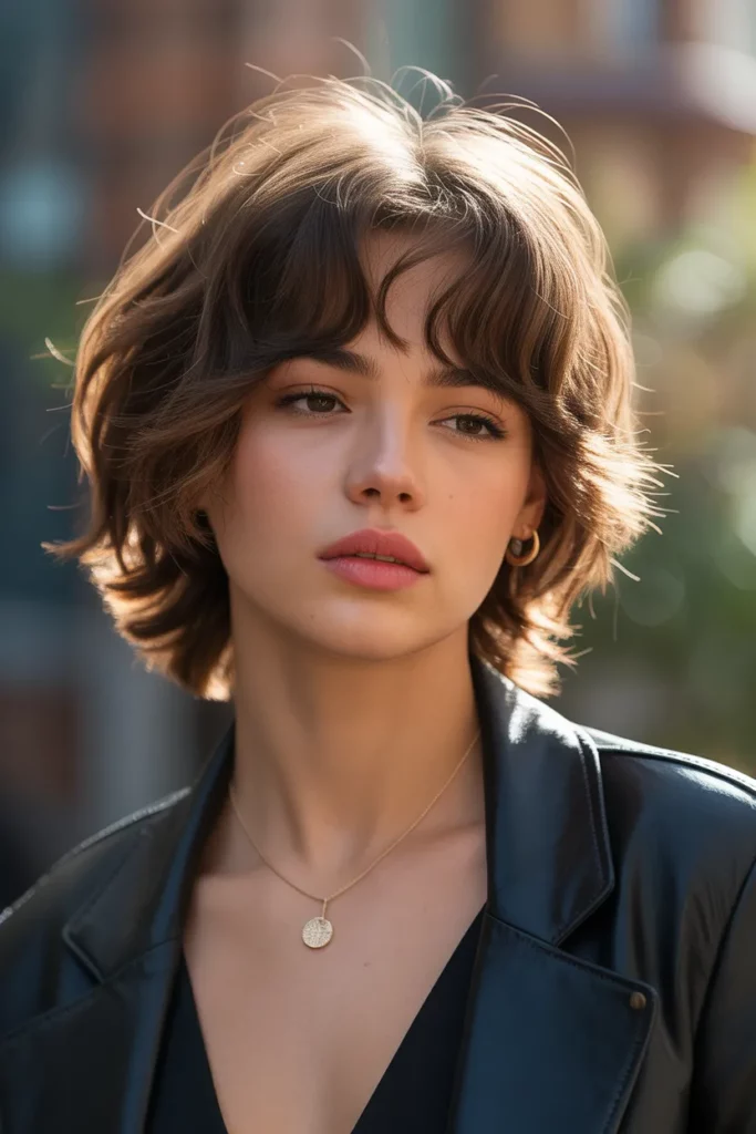 Voluminous Short Wolf Cut With Curtain Bangs