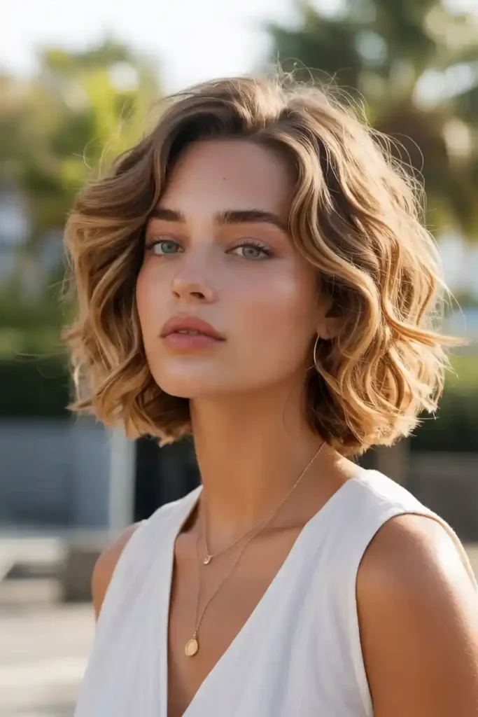 Wavy Butterfly Cut Short Hair