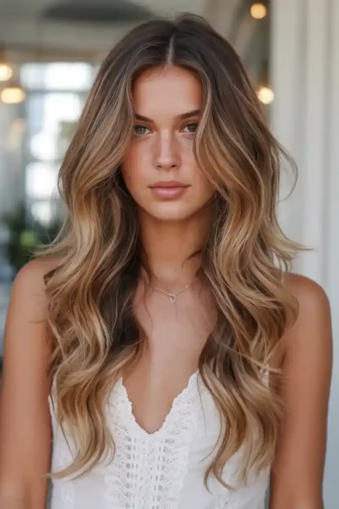 Wavy Caramel Highlights Hair
