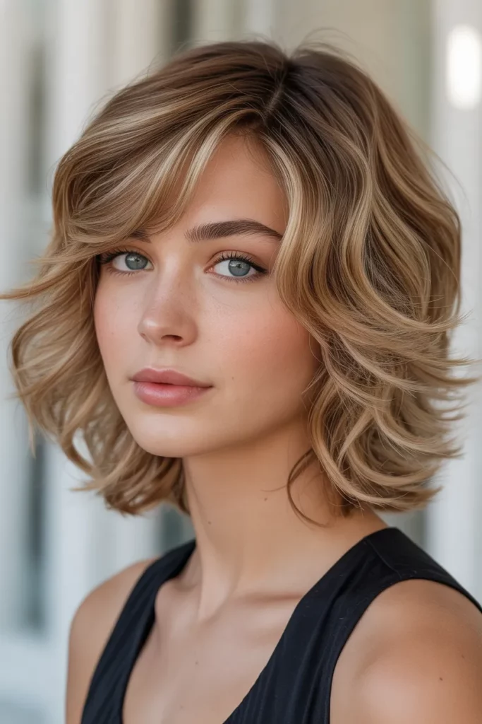 Wavy Wolf Cut With Side Bangs