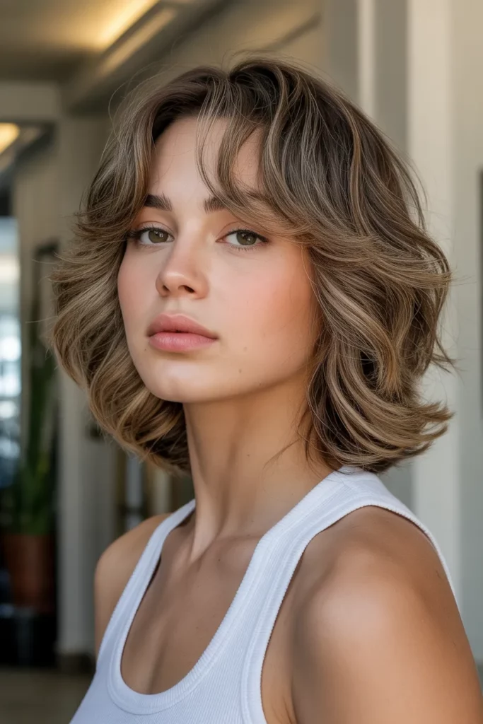 Wavy Wolf Cut Without Bangs