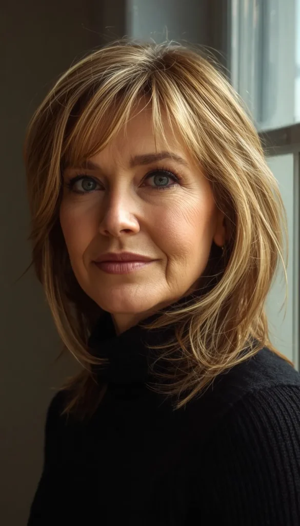 Layered Medium Length with Side Swept Bangs