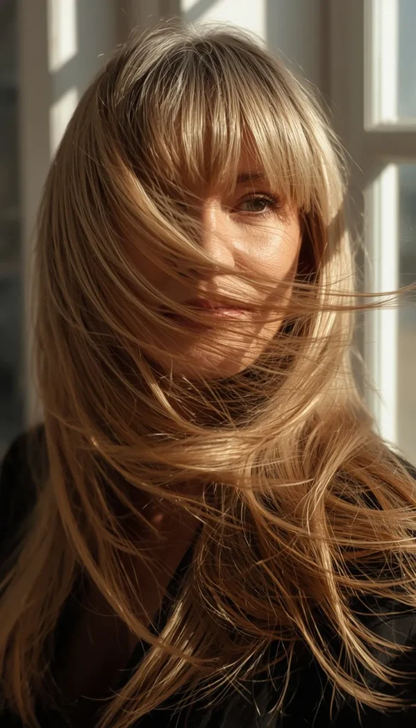 Long Layers with Curtain Bangs