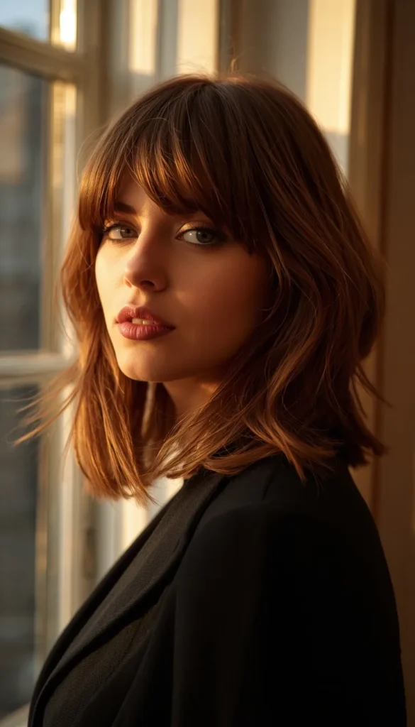 Classic Layered Shag With Curtain Bangs