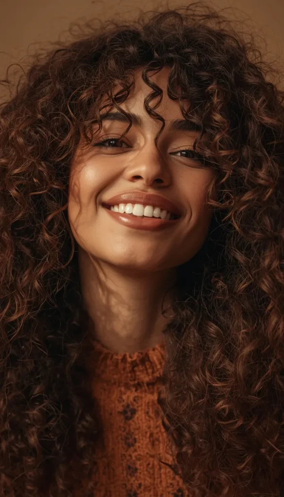 Long Layers With Curtain Fringe For Curly Or Textured Hair