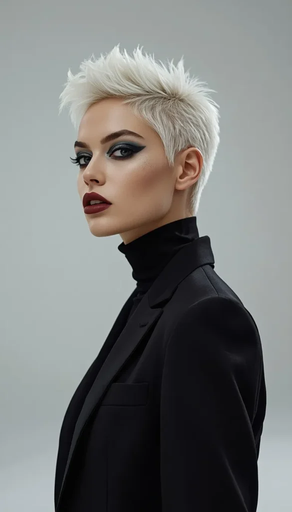 Platinum Blonde Pixie Mullet
