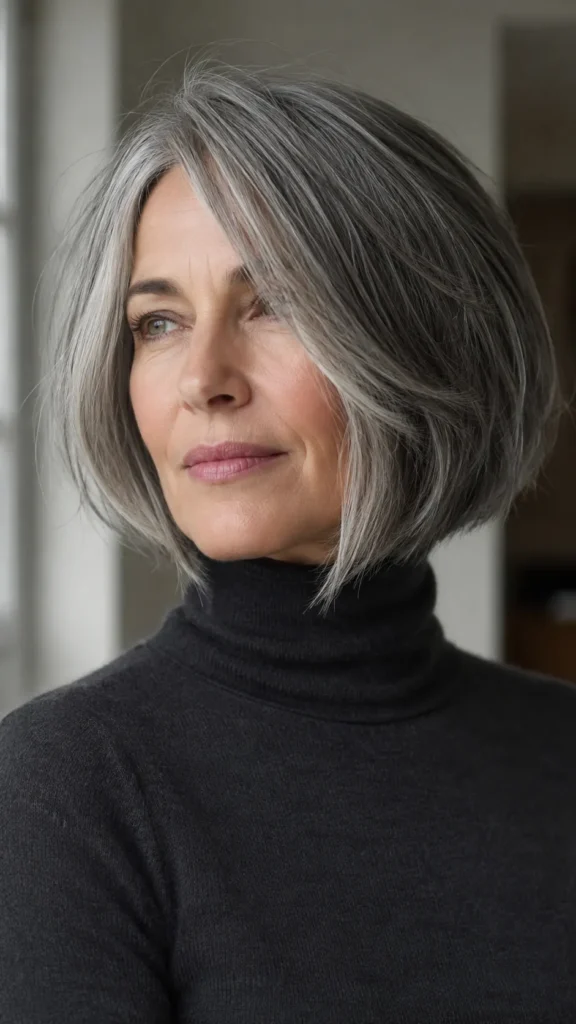 Salt and Pepper Razored Bob